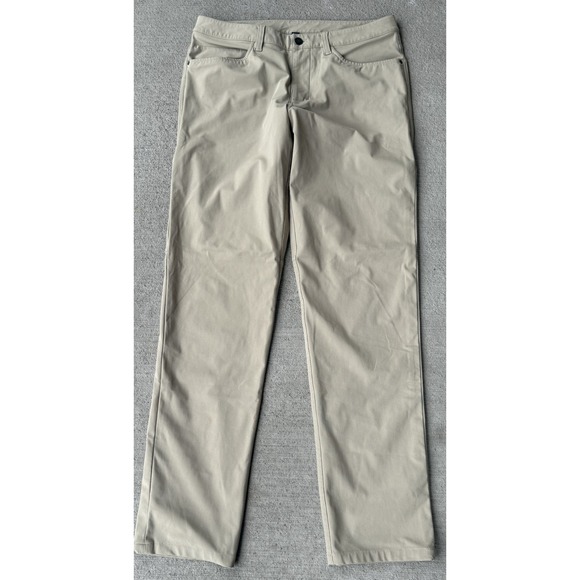 Lululemon ABC Mens Pants Beige Casual Straight Leg 5 Pocket Stretch Size 32